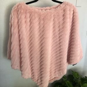 Faux Fur Pink Poncho